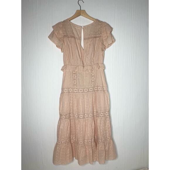 TULAROSA Ellianna Cream Eyelet Lace Tiered Cotton Maxi Prairie Dress US SMALL - Picture 12 of 16